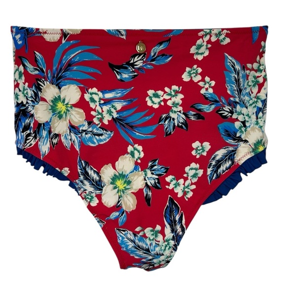 Diane von Furstenberg - “Cheeky Ruffle Bikini” High-Waist - Est Size XS/0, Red - Picture 14 of 16
